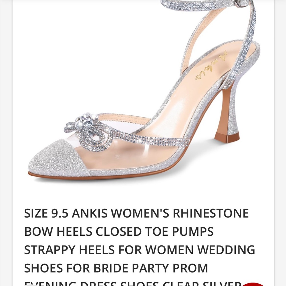 Ankis Silver Rhinestone Bow Heels